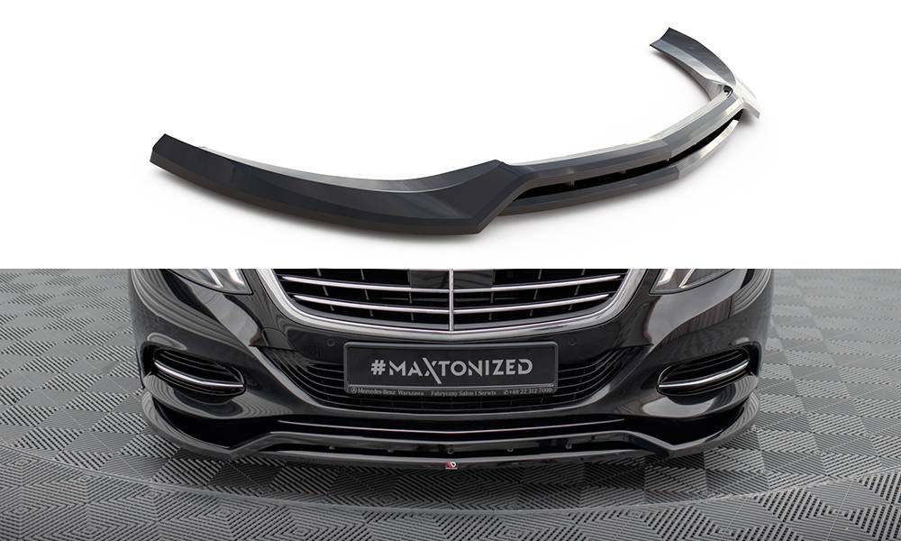 Maxton Design Street+ Spoilerlippe Front Ansatz V.2 passend für Mercedes-Benz S W222 schwarz Hochglanz