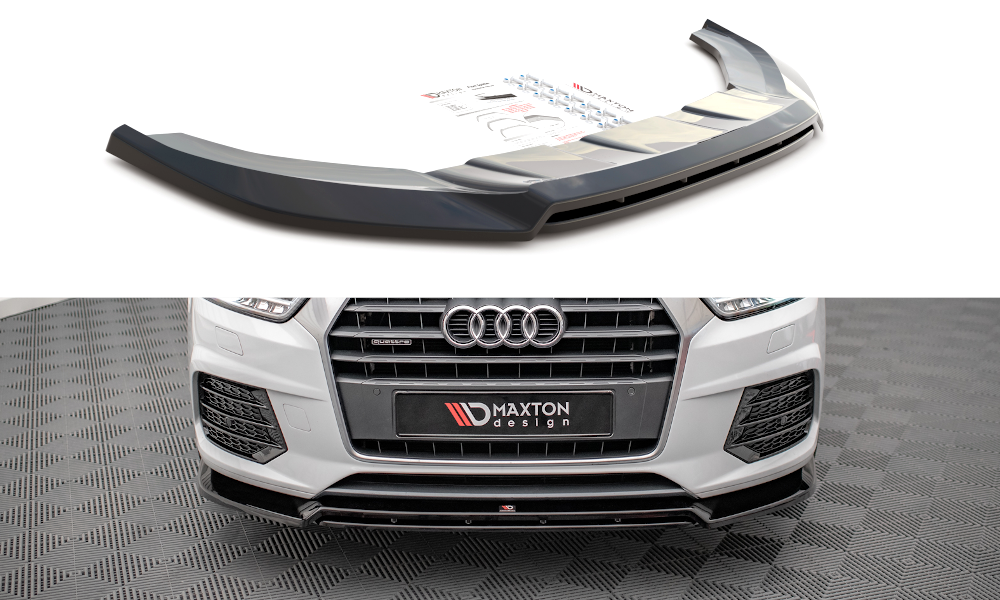 Maxton Design Street+ Spoilerlippe Front Ansatz V.2 passend für Audi Q3 Sport 8U Facelift schwarz Hochglanz