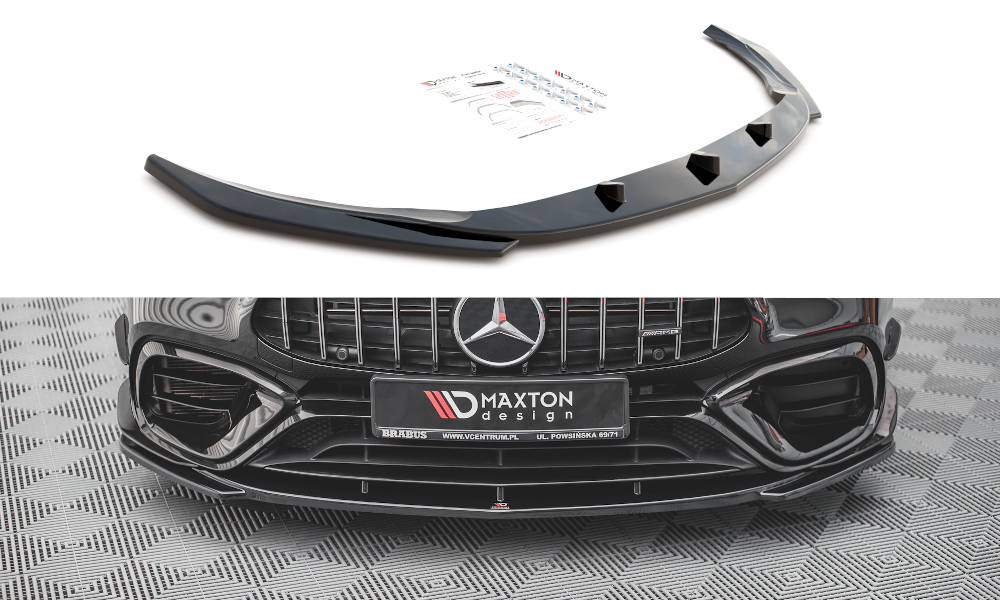 Maxton Design Street+ Spoilerlippe Front Ansatz V.3 passend für Mercedes-AMG CLA 45 Aero C118 schwarz Hochglanz