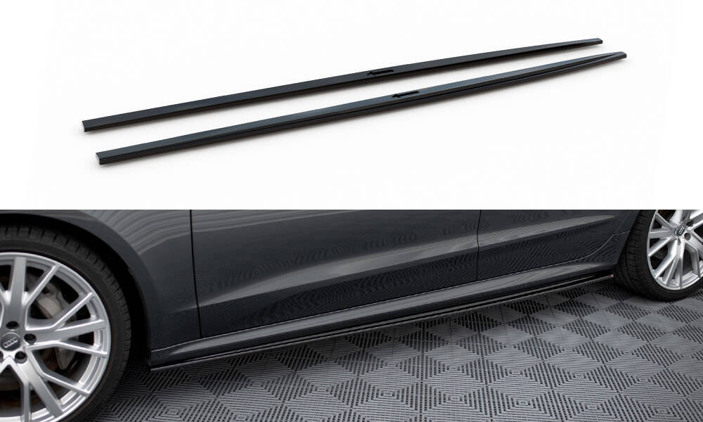 Maxton Design Street+ Seitenschweller Leisten passend für Audi A7 S-Line C8 / S7 C8 / C8 Facelift / S7 Facelift schwarz Hochglanz