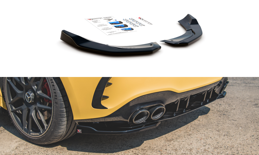 Maxton Design Heck Ansatz Flaps Diffusor passend für Mercedes-AMG A 45 S Aero Pack W177 schwarz Hochglanz