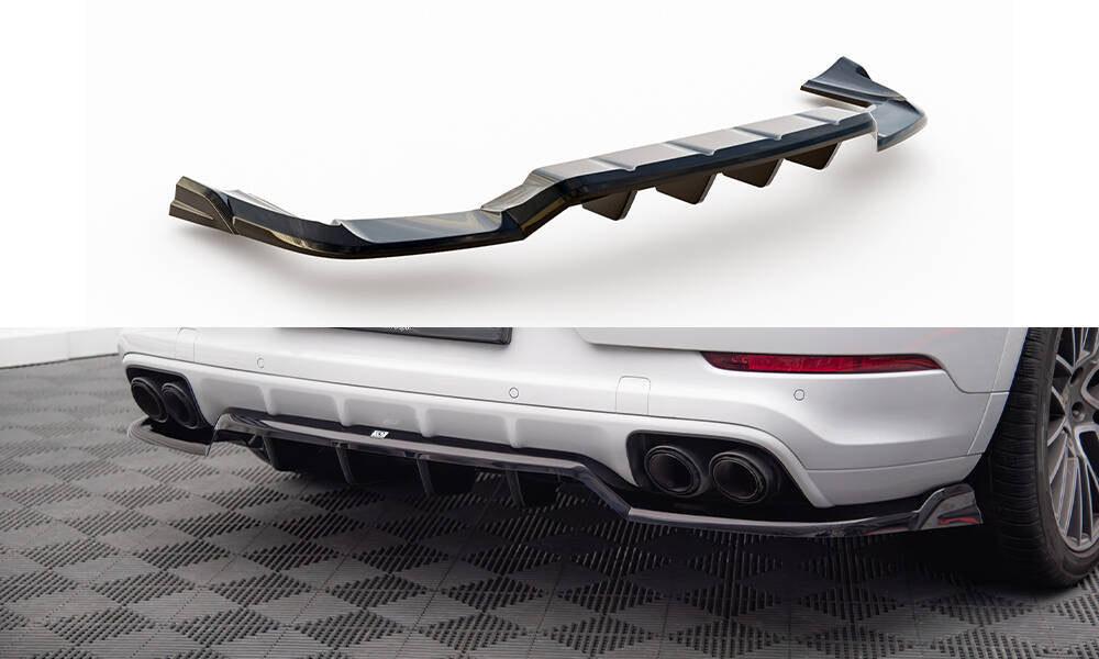 Maxton Design Street+ Mittlerer Diffusor RACE passend für Porsche Cayenne SUV / Coupe Mk3 Facelift schwarz Hochglanz