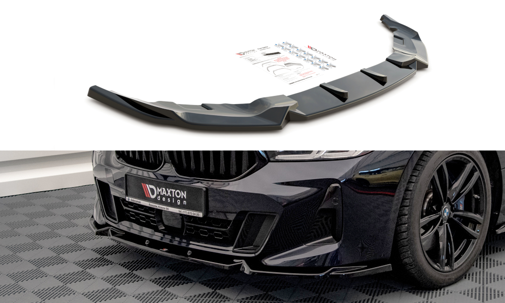 Maxton Design Street+ Spoilerlippe Front Ansatz passend für BMW 6er GT M-Paket G32 Facelift schwarz Hochglanz