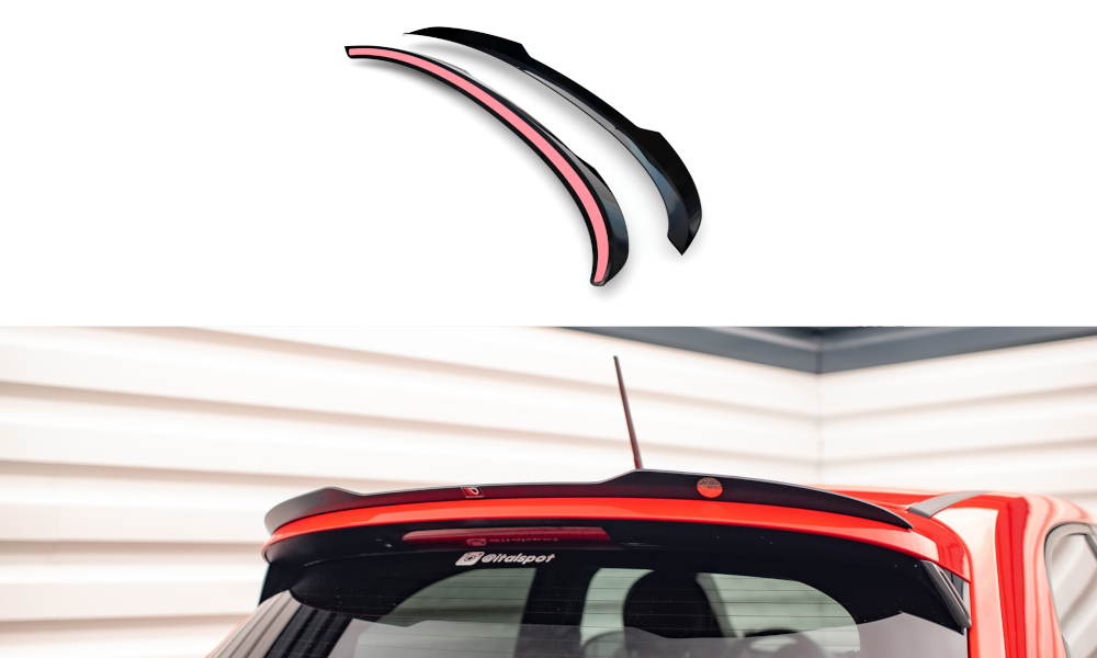 Maxton Design Spoiler CAP passend für Fiat 500X Sport Mk1 Facelift schwarz Hochglanz