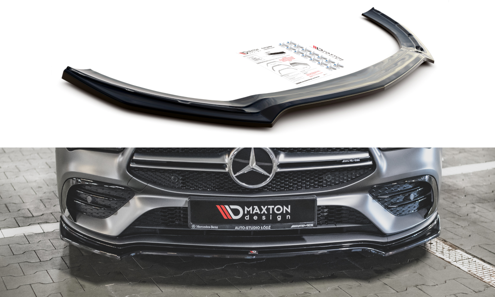 Maxton Design Street+ Spoilerlippe Front Ansatz V.1 passend für Mercedes-AMG CLA 35 Aero C118 schwarz Hochglanz