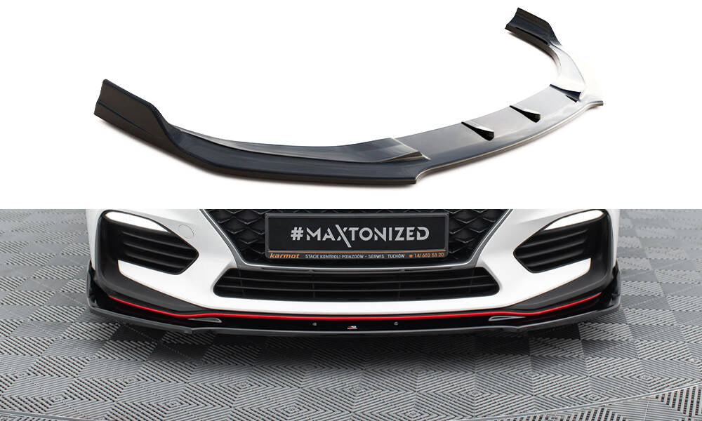 Maxton Design Street+ Spoilerlippe Front Ansatz V.3 passend für Hyundai I30 N Mk3 Hatchback/ Fastback schwarz Hochglanz