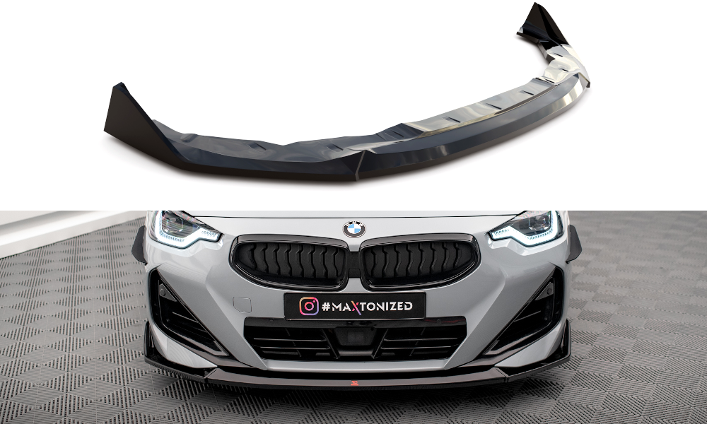 Maxton Design Street+ Spoilerlippe Front Ansatz V.3 passend für BMW 2 Coupe M-Paket / M240i G42 schwarz Hochglanz