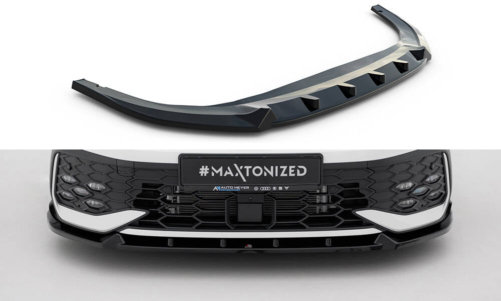 Maxton Design Street+ Spoilerlippe Front Ansatz V.2 passend für VW Golf GTI / GTE / R-Line Mk8 Facelift schwarz Hochglanz