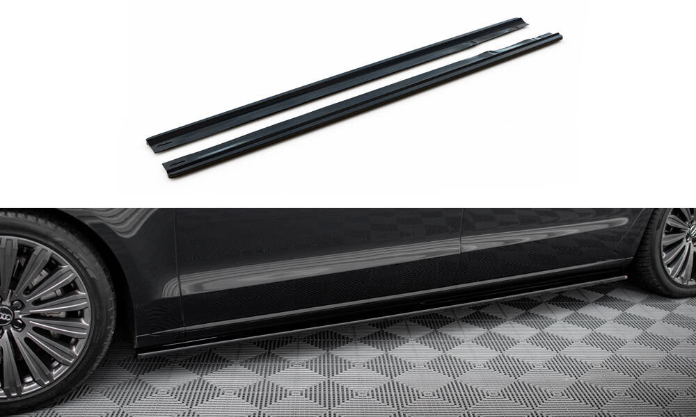 Maxton Design Street+ Seitenschweller Leisten passend für Audi A8 Lang D4 schwarz Hochglanz