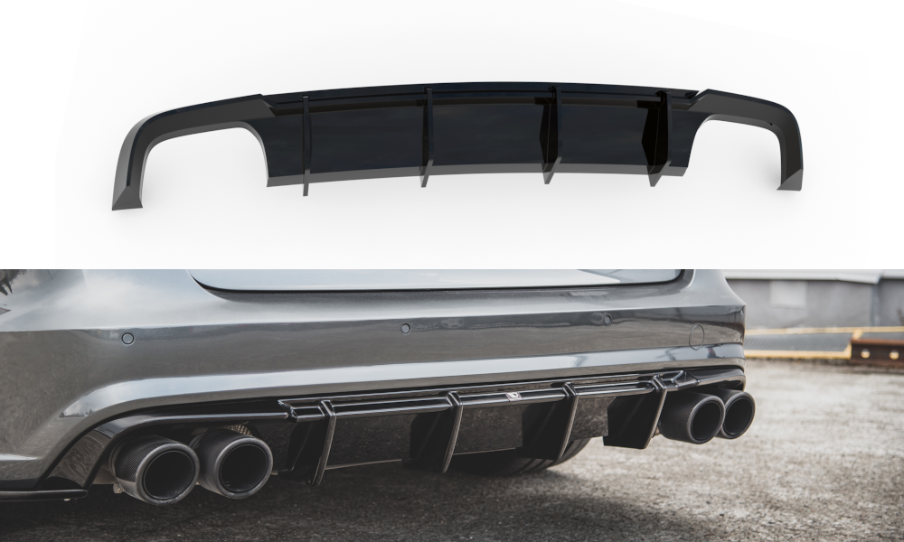 Maxton Design Diffusor Heck Ansatz V.1 passend für Audi S6 C7 Facelift schwarz Hochglanz