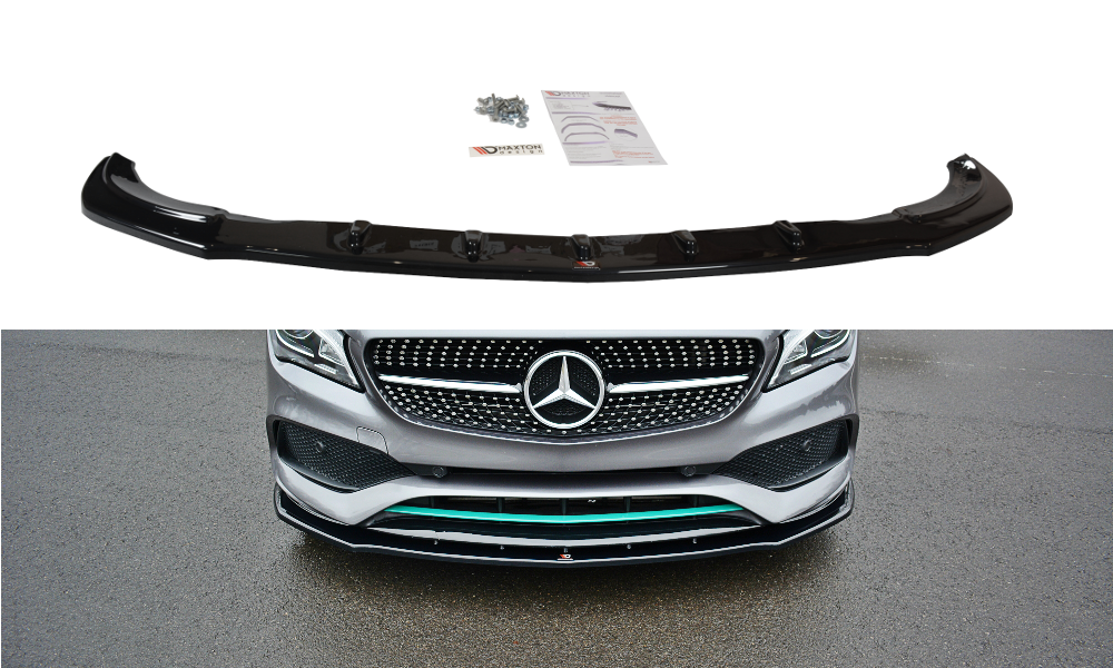 Maxton Design Street+ Spoilerlippe Front Ansatz V.1 passend für Mercedes CLA C117 AMG-LINE FACELIFT schwarz Hochglanz