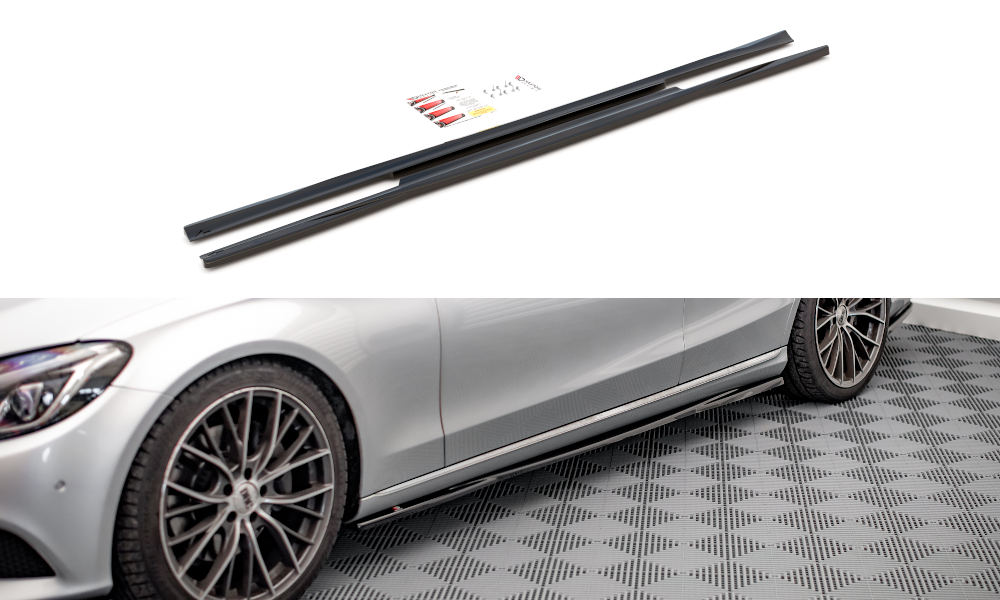 Maxton Design Street+ Seitenschweller Leisten passend für Mercedes-Benz C W205 schwarz Hochglanz