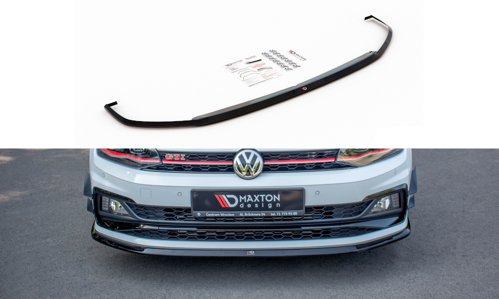Maxton Design Street+ Spoilerlippe Front Ansatz V.3 passend für VW Polo GTI / R-line Mk6 schwarz Hochglanz