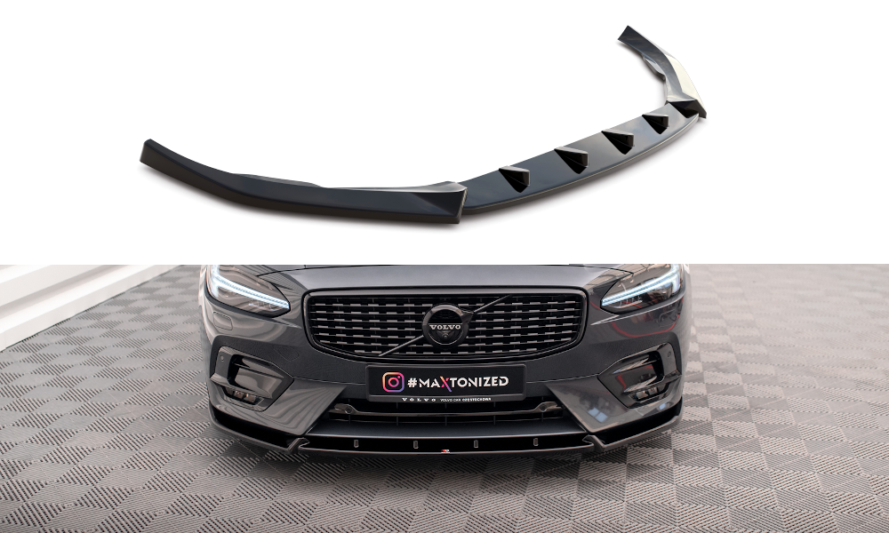 Maxton Design Street+ Spoilerlippe Front Ansatz passend für Volvo V90 / S90 R-Design Mk2 schwarz Hochglanz