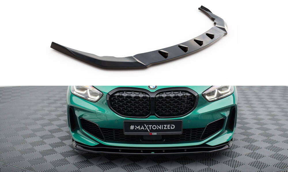 Maxton Design Street+ Spoilerlippe Front Ansatz passend für V.9 BMW M135i F40 schwarz Hochglanz