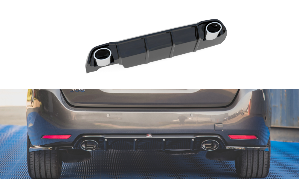 Maxton Design Diffusor Heck Ansatz + Endrohre für Peugeot 308 SW Mk2