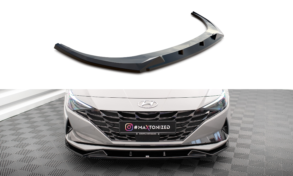 Maxton Design Street+ Spoilerlippe Front Ansatz passend für Hyundai Elantra Mk7 schwarz Hochglanz