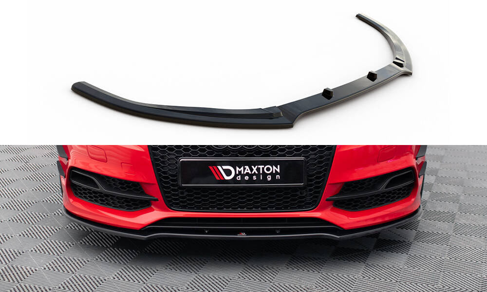Maxton Design Street+ Spoilerlippe Front Ansatz V.2 passend für Audi S3 / A3 S-Line 8V Limousine / Cabrio schwarz Hochglanz