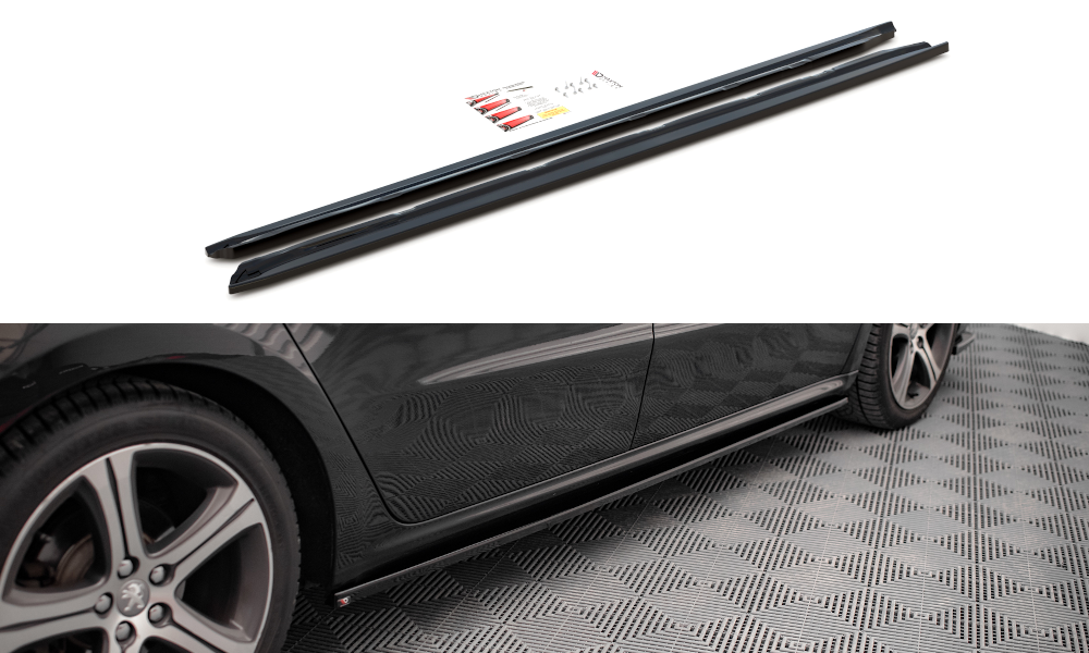 Maxton Design Street+ Seitenschweller Leisten passend für Peugeot 508 GT Mk1 Facelift schwarz Hochglanz