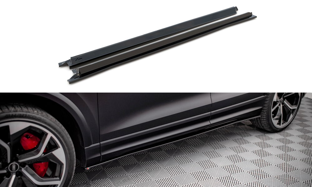 Maxton Design Street+ Seitenschweller Leisten passend für Audi RSQ8 Mk1 schwarz Hochglanz