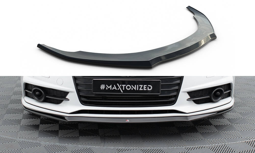 Maxton Design Street+ Spoilerlippe Front Ansatz passend für Audi S7 / A7 S-Line C7 FL schwarz Hochglanz