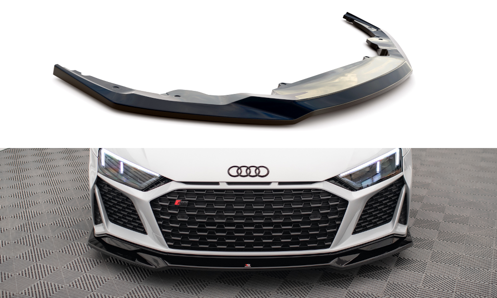 Maxton Design Street+ Spoilerlippe Front Ansatz V.3 passend für Audi R8 Mk2 Facelift schwarz Hochglanz