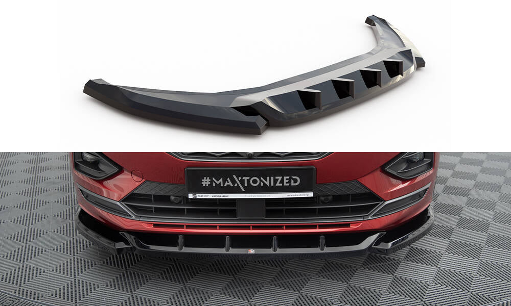 Maxton Design Street+ Spoilerlippe Front Ansatz V.1 passend für Seat Tarraco FR Mk1 schwarz Hochglanz