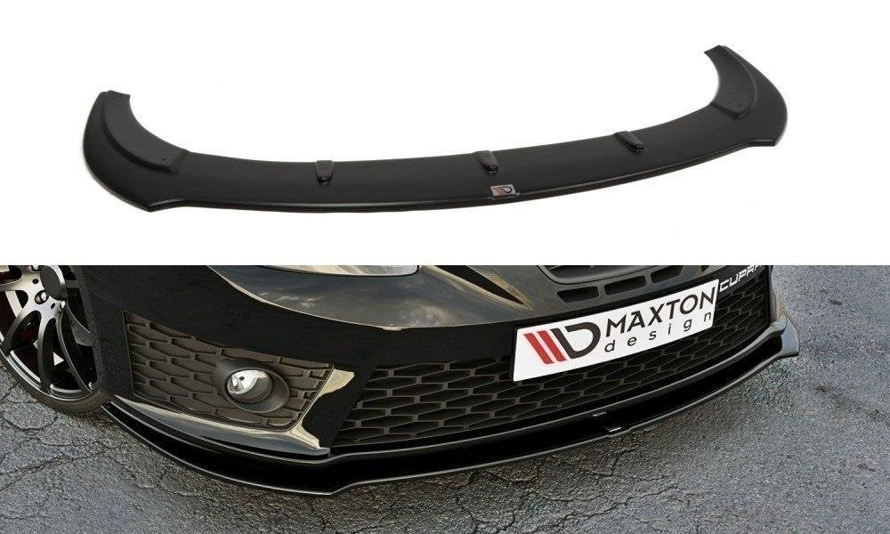 Maxton Design Street+ Spoilerlippe Front Ansatz V.1 passend für SEAT LEON MK2 CUPRA FR Facelift schwarz Hochglanz