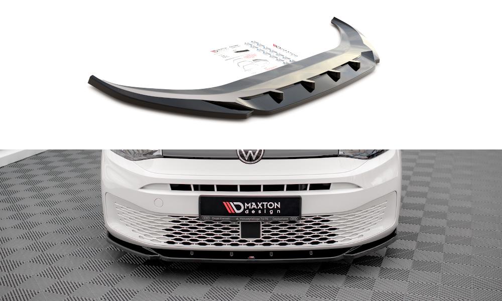 Maxton Design Street+ Spoilerlippe Front Ansatz V.1 passend für VW Caddy Mk5 schwarz Hochglanz