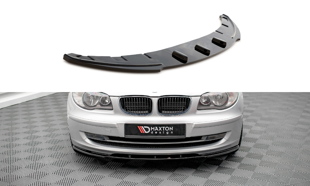 Maxton Design Street+ Spoilerlippe Front Ansatz V.2 passend für BMW 1er E81 Facelift schwarz Hochglanz