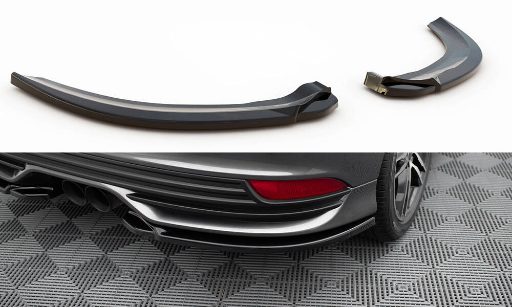 Maxton Design Heck Ansatz Flaps Diffusor V.2 passend für Ford Focus ST Mk3 Facelift schwarz Hochglanz