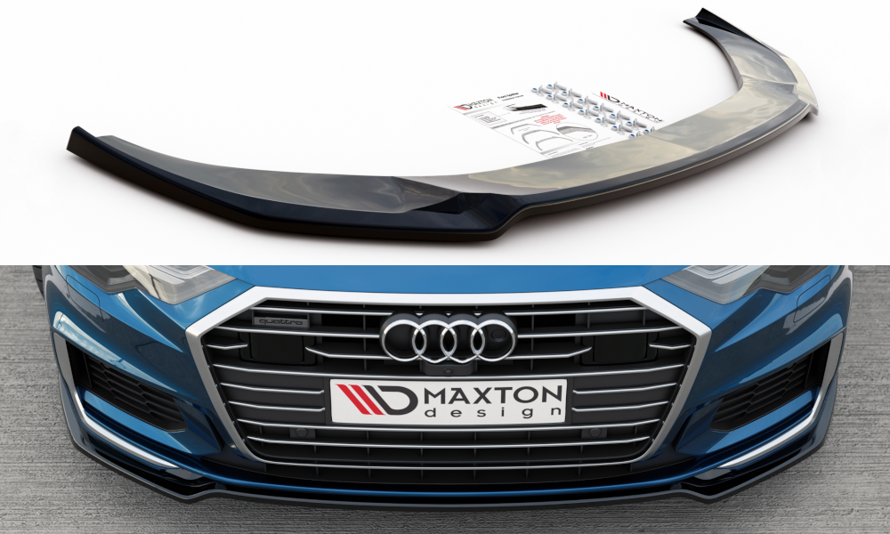 Maxton Design Street+ Spoilerlippe Front Ansatz V.1 passend für Audi A6 S-Line / S6 C8 / C8 Facelift schwarz Hochglanz