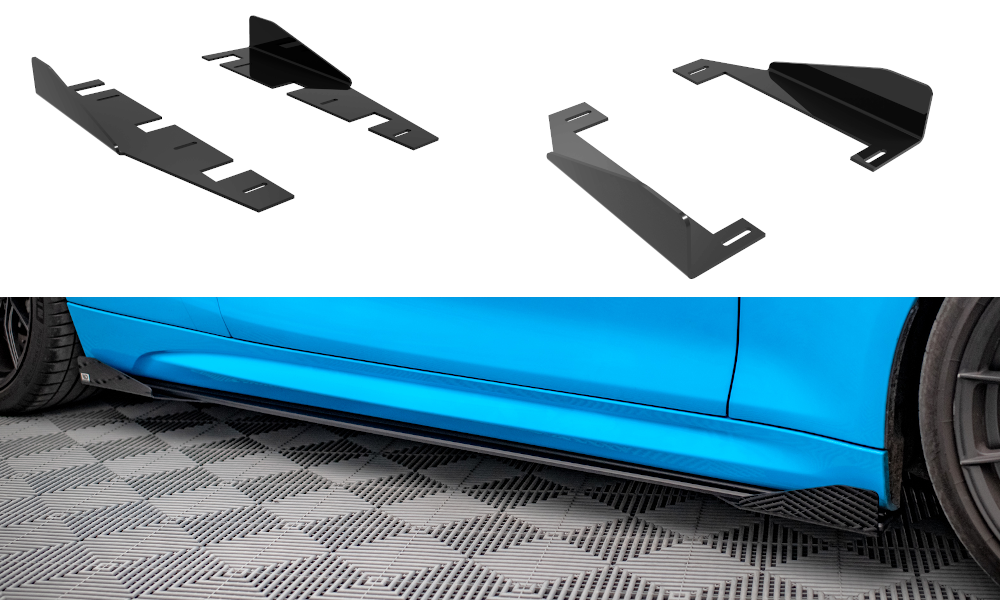 Maxton Design Seitenschweller Flaps passend für BMW M2 F87 schwarz Hochglanz