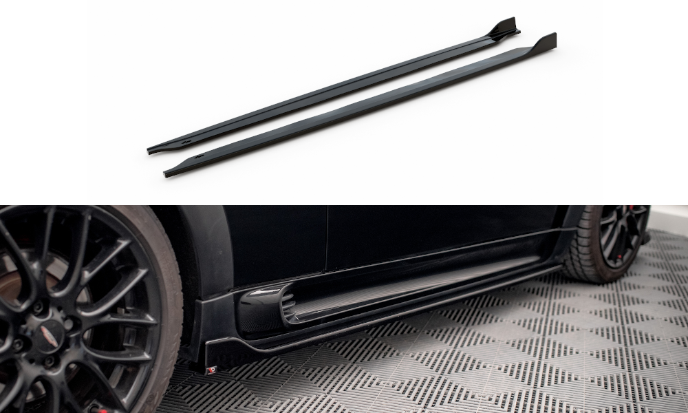 Maxton Design Street+ Seitenschweller Leisten V.2 passend für Mini Cooper John Cooper Works R56 schwarz Hochglanz