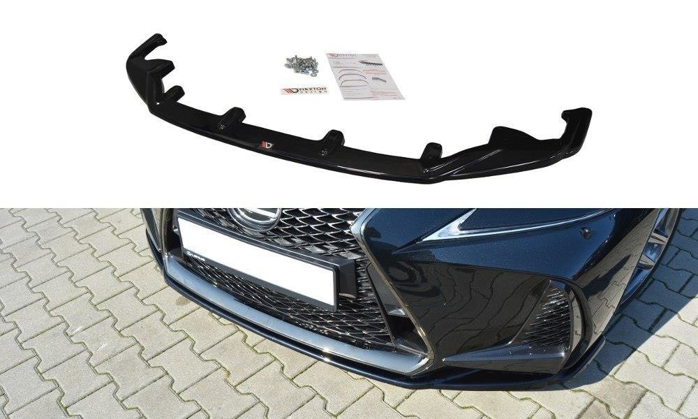 Maxton Design Street+ Spoilerlippe Front Ansatz V.1 passend für Lexus IS Mk3 Facelift F-Sport schwarz Hochglanz