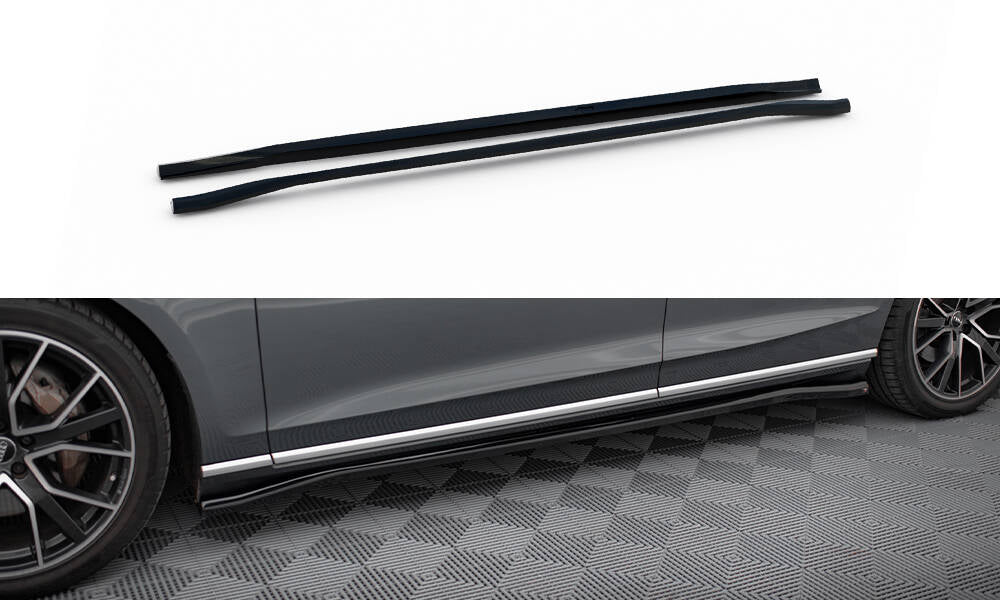 Maxton Design Street+ Seitenschweller Leisten passend für Audi A8 D5 schwarz Hochglanz