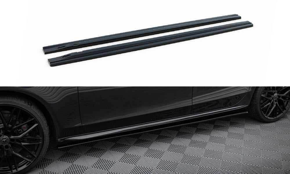 Maxton Design Street+ Seitenschweller Leisten passend für V.1 passend für Audi S4 / A4 / A4 S-Line Limousine / Avant B8 / B8 Facelift schwarz Hochglanz
