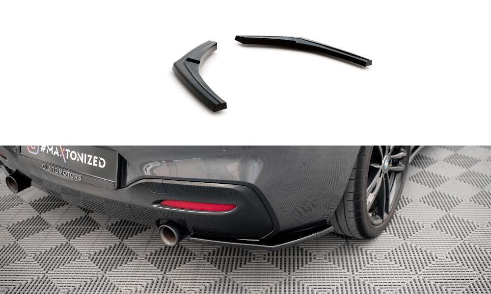 Maxton Design Heck Ansatz Flaps Diffusor passend für BMW 1er F20/F21 M-Power Facelift schwarz Hochglanz