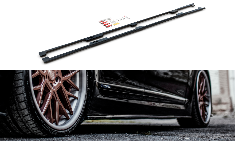 Maxton Design Street+ Seitenschweller Leisten passend für Lexus LS Long Wheelbase Mk4 Facelift schwarz Hochglanz