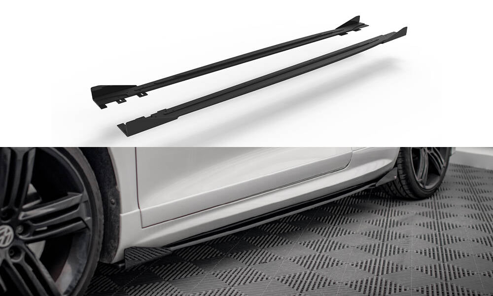 Maxton Design Street Pro Street+ Seitenschweller Leisten + Flaps passend für VW Scirocco R Mk3 / Mk3 Facelift schwarz Hochglanz