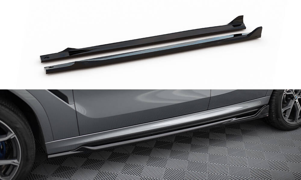 Maxton Design Street+ Seitenschweller Leisten V.2 passend für BMW X6 M-Paket G06 Facelift schwarz Hochglanz