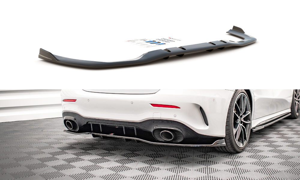 Maxton Design Street+ Mittlerer Diffusor RACE V.2 passend für Mercedes A 35 AMG Limousine V177 schwarz Hochglanz
