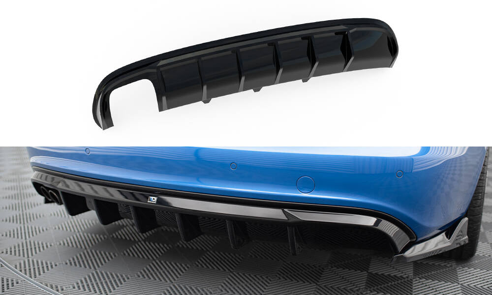 Maxton Design Diffusor Heck Ansatz passend für Audi A4 S-Line Limousine / Avant B8 (Doppelauspuff li.endrohr)
