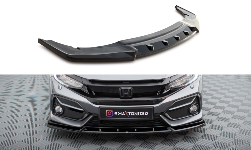 Maxton Design Street+ Spoilerlippe Front Ansatz passend für Honda Civic Sport Mk 10 schwarz Hochglanz