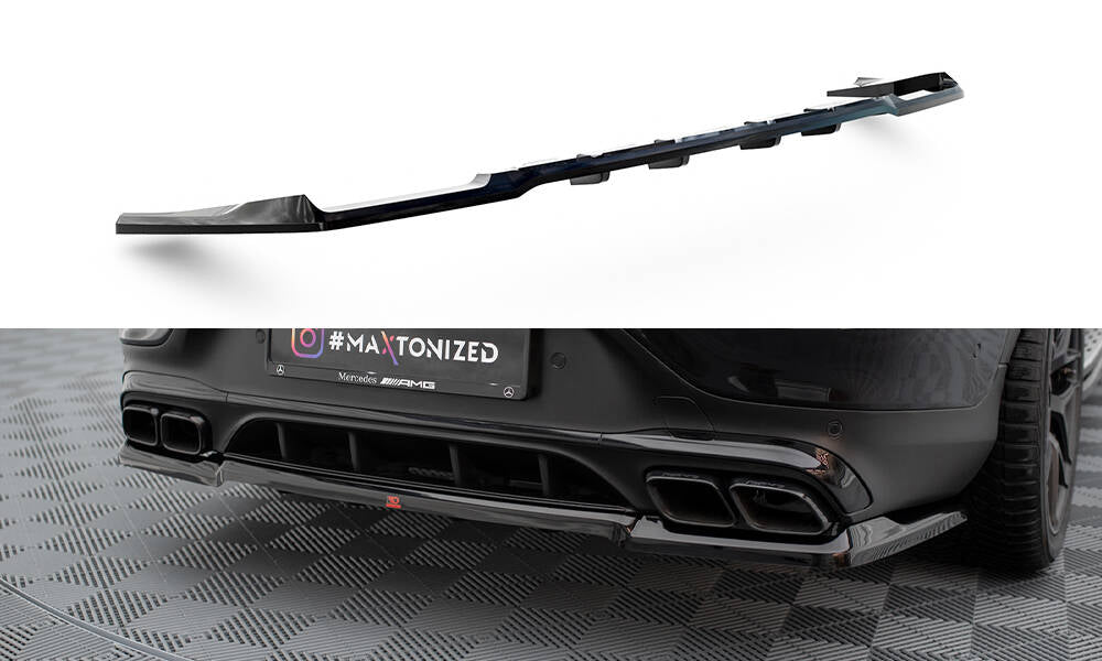Maxton Design Street+ Mittlerer Diffusor RACE passend für Mercedes-AMG GLC 63 Coupe C253 Facelift schwarz Hochglanz