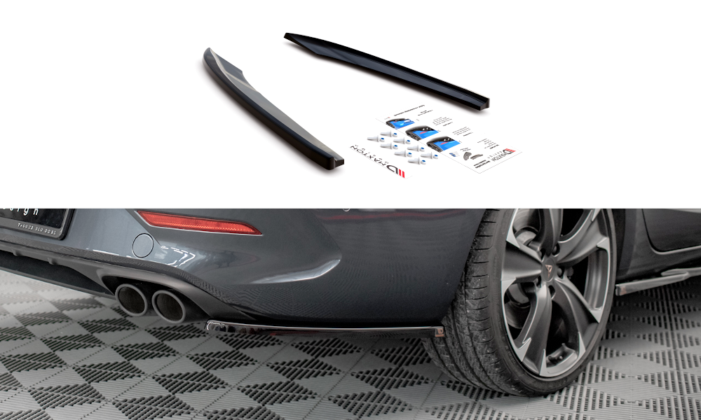 Maxton Design Heck Ansatz Flaps Diffusor V.1 passend für Cupra Leon ST Mk1 Facelift schwarz Hochglanz