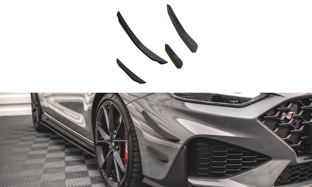 Maxton Design Stoßstangen Flaps Wings vorne Canards passend für Hyundai I30 N / I30 N-Line Hatchback/Fastback Mk3 Facelift