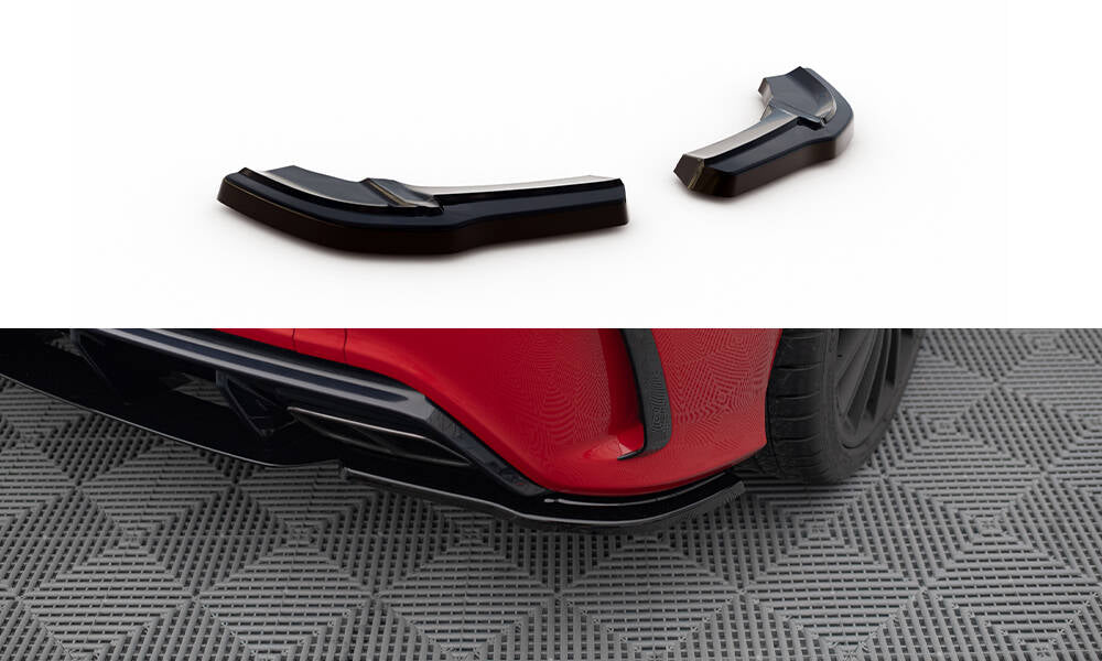 Maxton Design Heck Ansatz Flaps Diffusor passend für Mercedes A W176 AMG Facelift schwarz Hochglanz