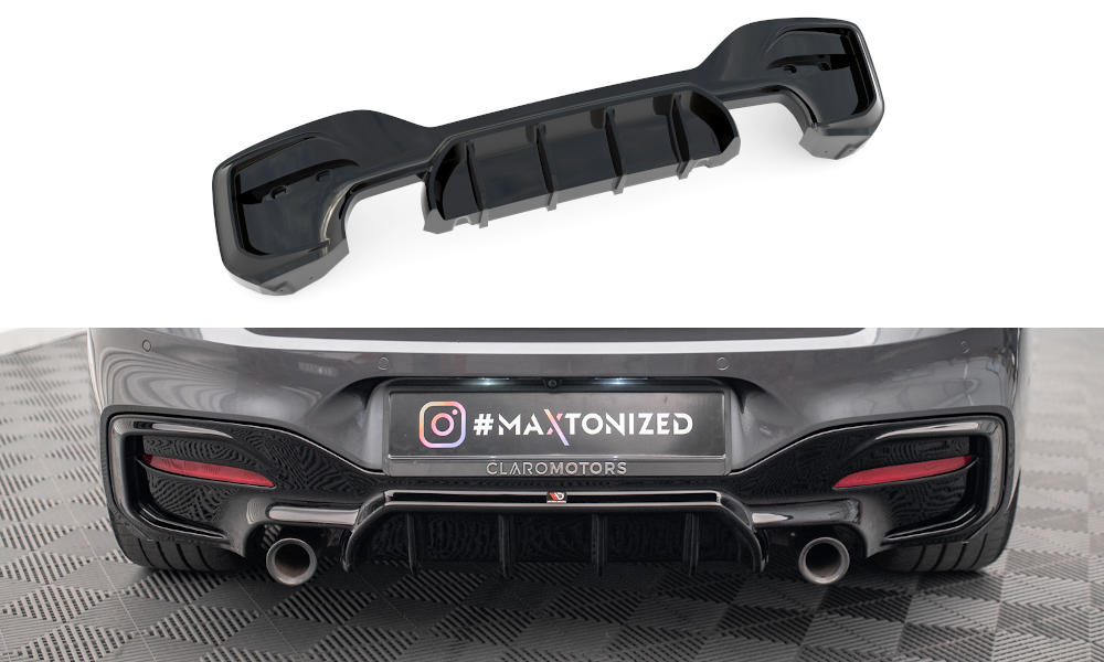 Maxton Design Diffusor Heck Ansatz passend für Bmw 1 F20/ F21 Facelift M-Power schwarz Hochglanz
