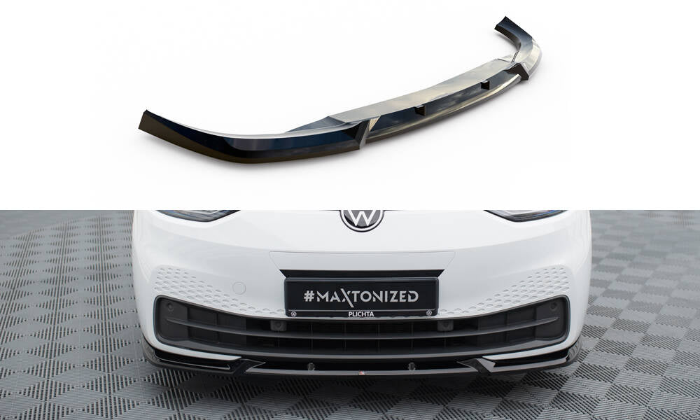 Maxton Design Street+ Spoilerlippe Front Ansatz V.2 passend für VW ID.3 Mk1 schwarz Hochglanz